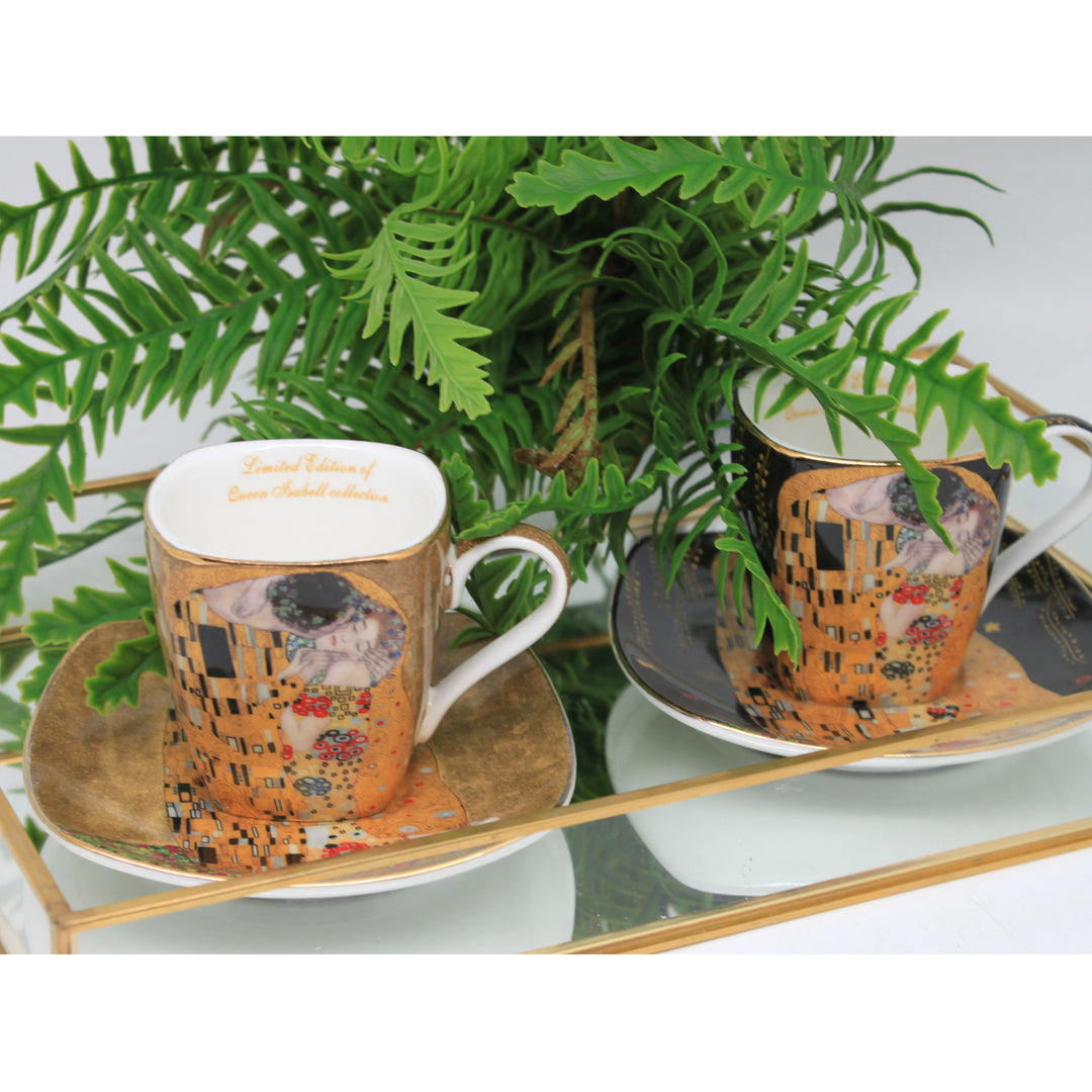 Tazzine da espresso in porcellana Klimt “Il bacio”, 2x100 ml, Queen Isabell