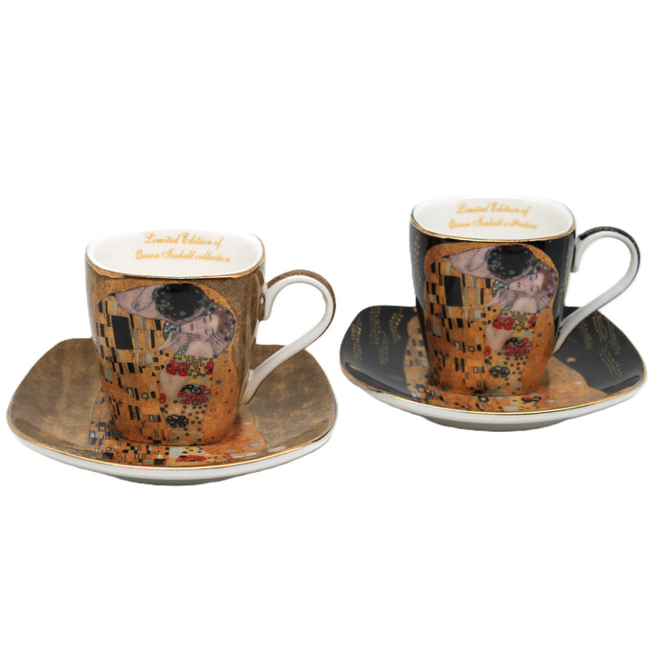 Tazzine da espresso in porcellana Klimt “Il bacio”, 2x100 ml, Queen Isabell