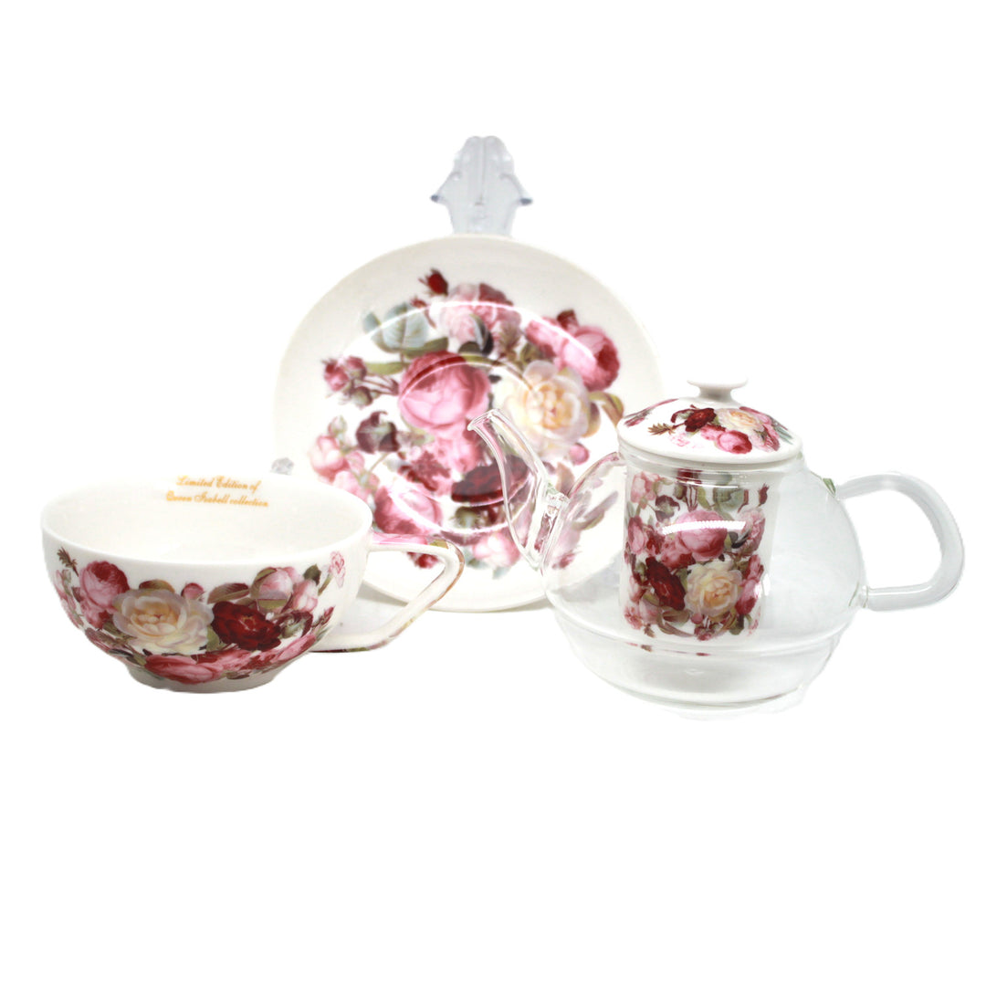 Servizio da tè “Rose”, tazza e teiera (tea for one) Queen Isabell