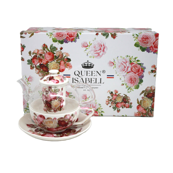 Servizio da tè “Rose”, tazza e teiera (tea for one) Queen Isabell