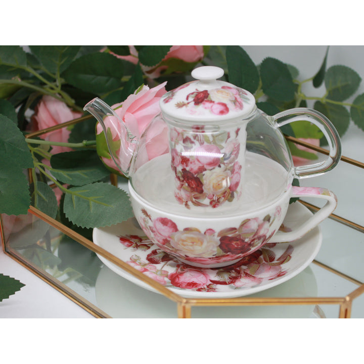 Servizio da tè “Rose”, tazza e teiera (tea for one) Queen Isabell
