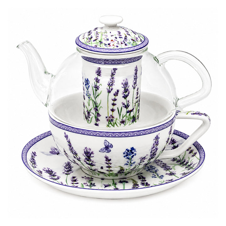 Servizio da tè “Lavanda”, tazza e teiera (tea for one) Queen Isabell