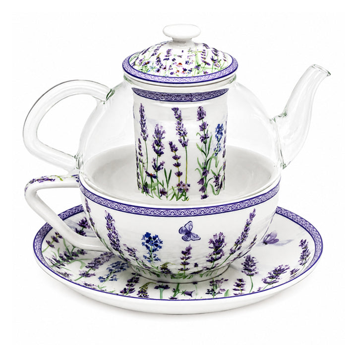 Servizio da tè “Lavanda”, tazza e teiera (tea for one) Queen Isabell