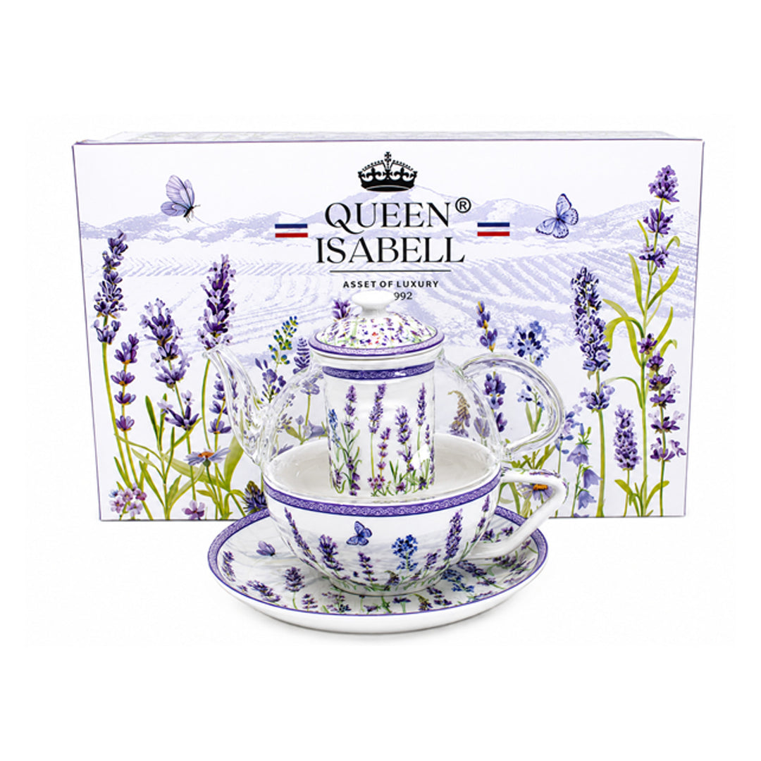 Servizio da tè “Lavanda”, tazza e teiera (tea for one) Queen Isabell