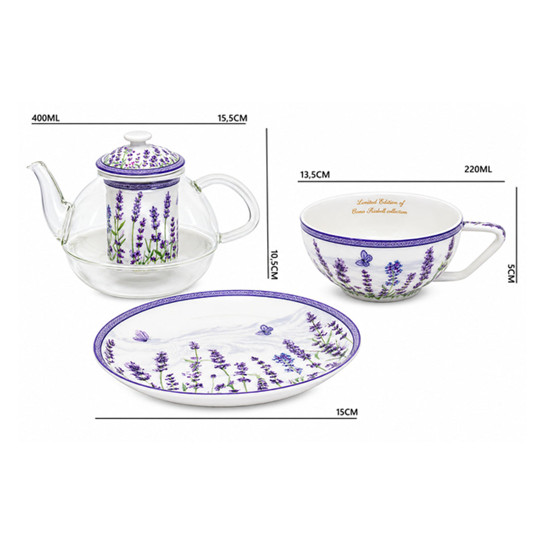 Servizio da tè “Lavanda”, tazza e teiera (tea for one) Queen Isabell