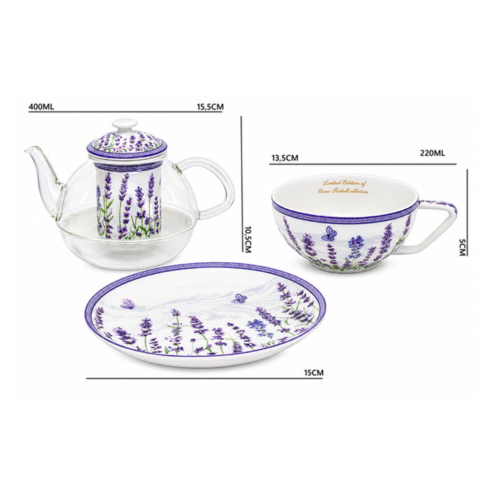 Servizio da tè “Lavanda”, tazza e teiera (tea for one) Queen Isabell