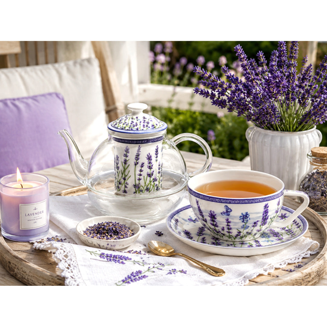 Servizio da tè “Lavanda”, tazza e teiera (tea for one) Queen Isabell