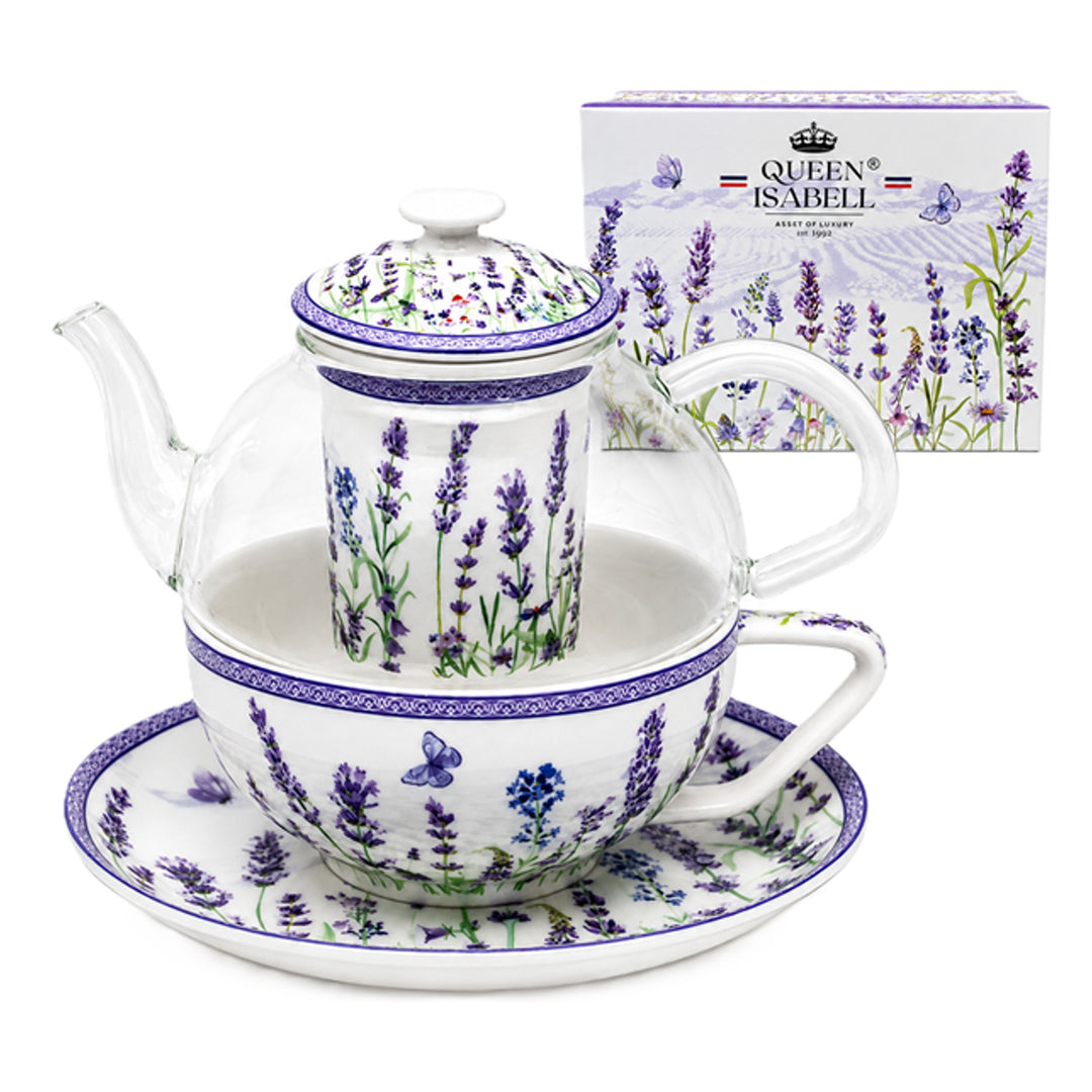 Servizio da tè “Lavanda”, tazza e teiera (tea for one) Queen Isabell
