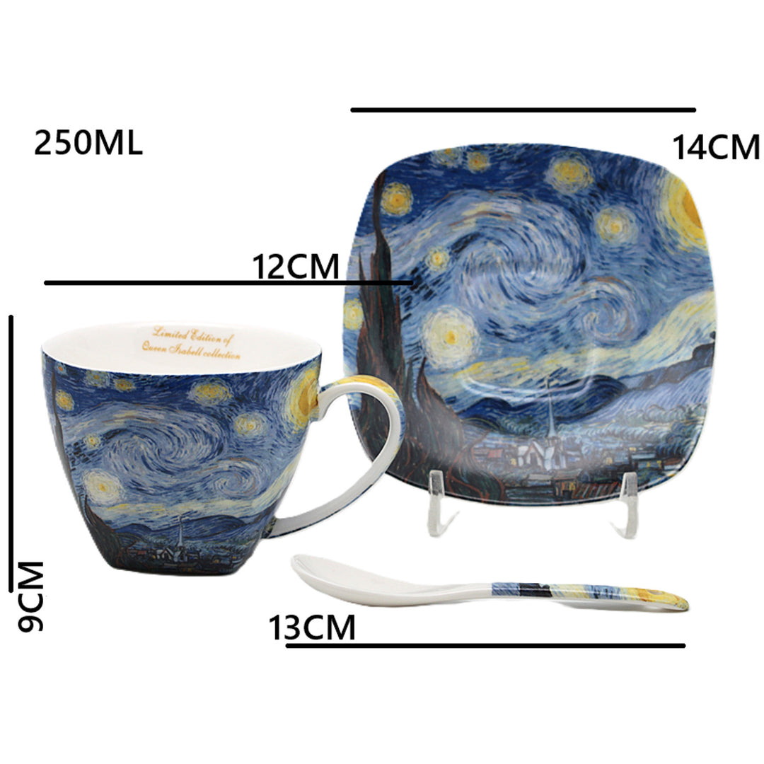 Tazze in porcellana Van Gogh “Notte stellata” 2x250 ml, set da 2 pezzi, Queen Isabell
