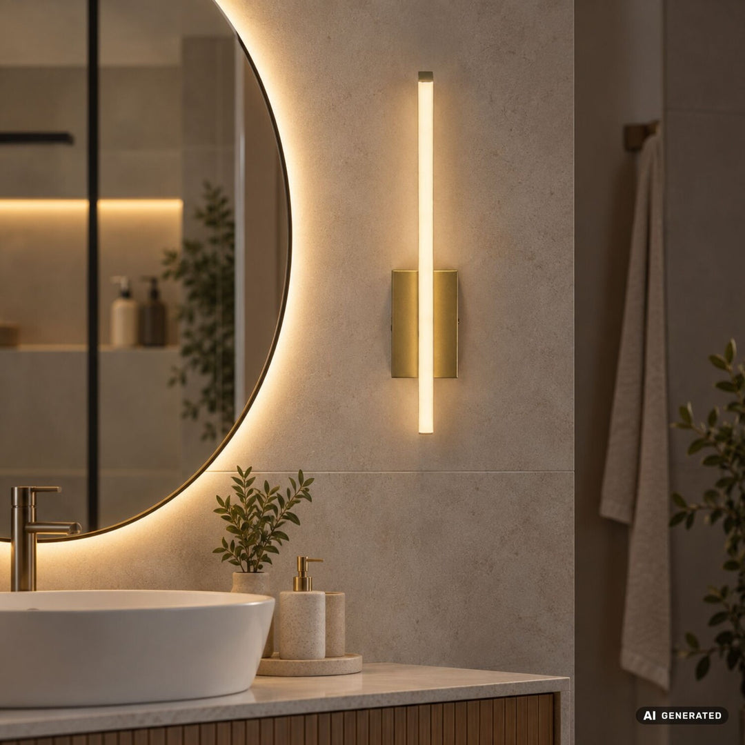 Applique da interno Tilmann, dorata, LED 10 W, 550 lm, 4000 K, H 36 cm, IP44, con comando touch, 75089