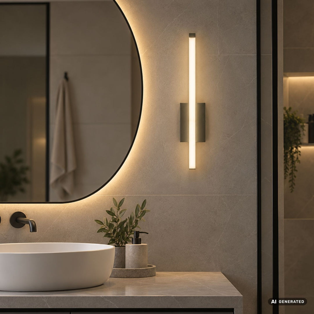 Applique da interno Tilmann, color canna di fucile, LED 10 W, 550 lm, 4000 K, H 36 cm, IP44, comando tattile, 75000