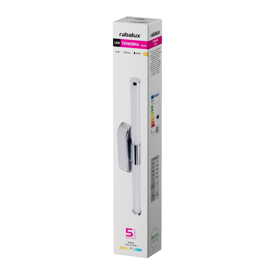 Applique da interno Tenebra, LED 6 W, 730 lm, 4000 K, L 40 cm, IP44, cromata, 75094