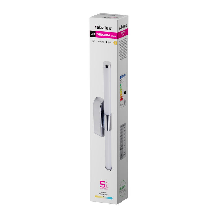 Applique da interno Tenebra, LED 6 W, 730 lm, 4000 K, L 40 cm, IP44, cromata, 75094