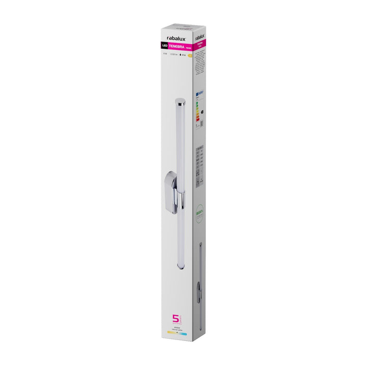 Applique da interno Tenebra, LED 8 W, 1000 lm, 4000 K, L 60 cm, IP44, cromata, 75095