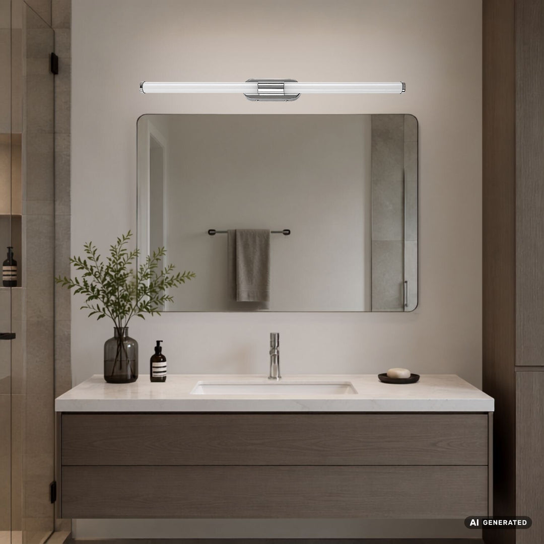 Applique da interno Tenebra, LED 8 W, 1000 lm, 4000 K, L 60 cm, IP44, cromata, 75095