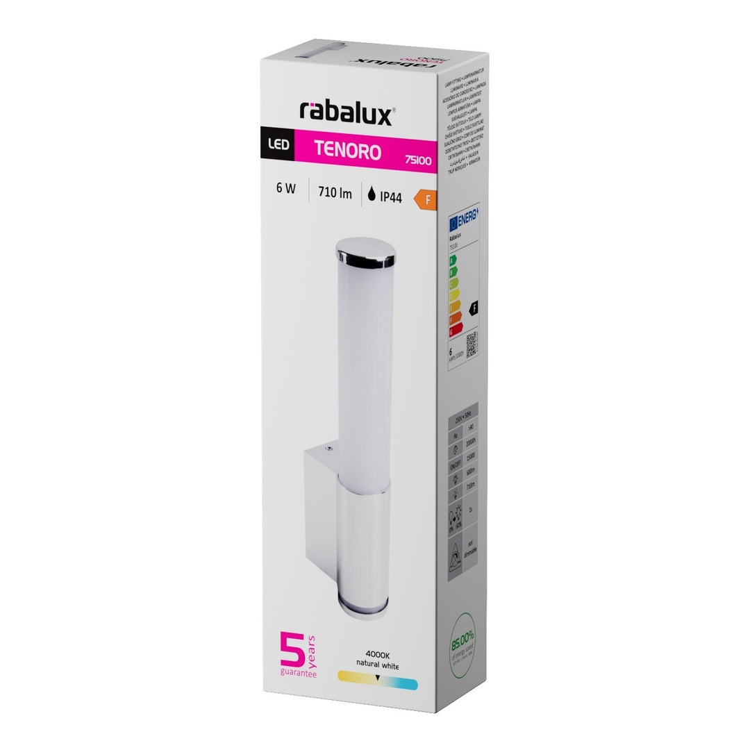 Applique da interno Tenero, LED 6 W, 4000 K, 600 lm, H 29 cm, cromata, IP44, 75100