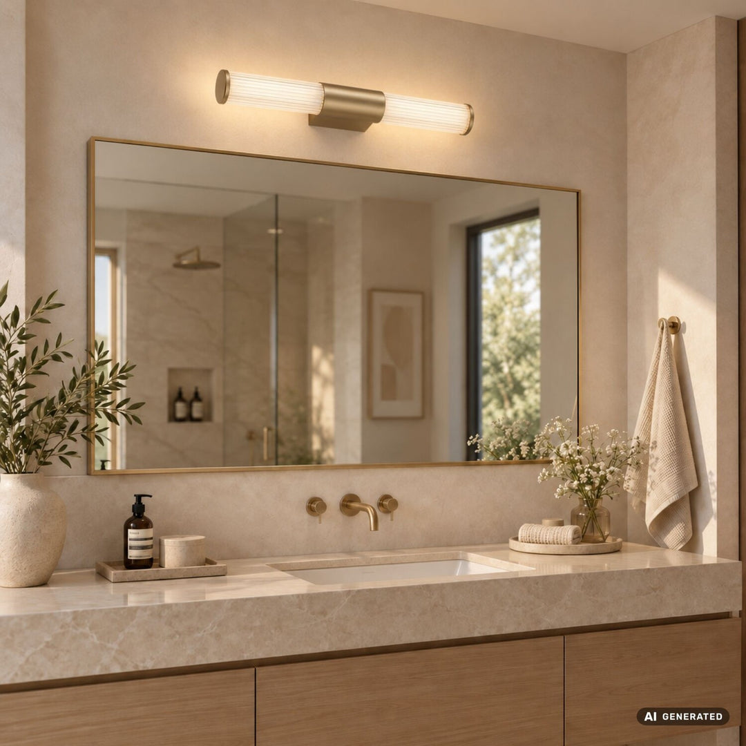 Applique da bagno, Calyn, LED 8 W, 4000 K, 620 lm, L 40 cm, dorata, IP44, 75104