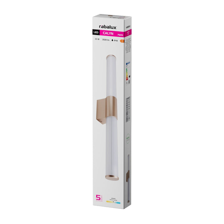 Applique da bagno, Calyn, LED 15 W, 4000 K, 1450 lm, L 60 cm, dorata, IP44, 75105