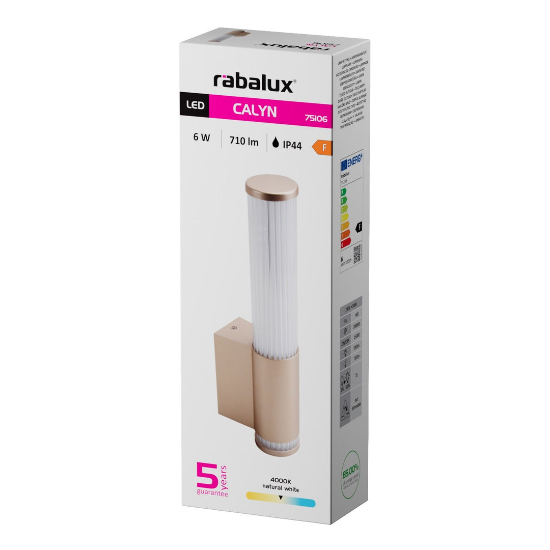 Applique da bagno, Calyn, LED 6 W, 4000 K, 530 lm, H 29 cm, dorata, IP44, 75106
