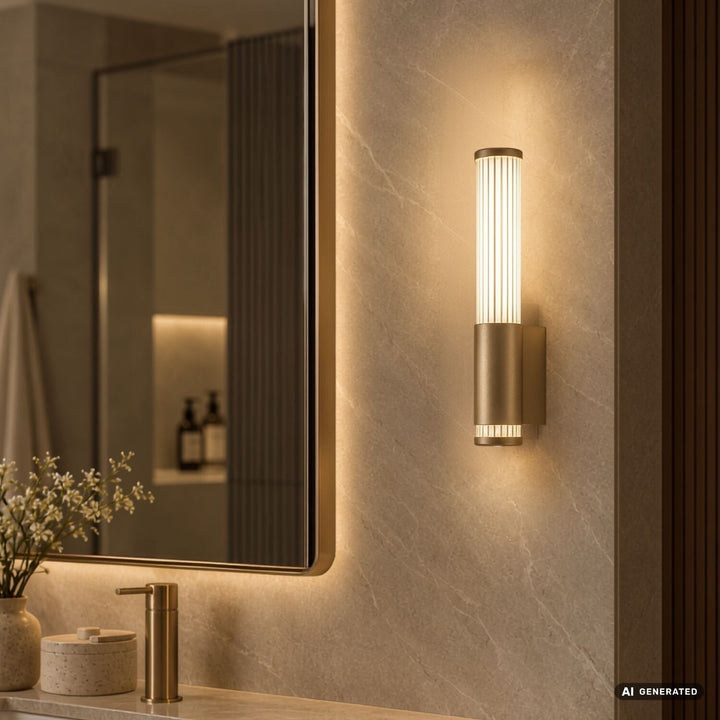 Applique da bagno, Calyn, LED 6 W, 4000 K, 530 lm, H 29 cm, dorata, IP44, 75106
