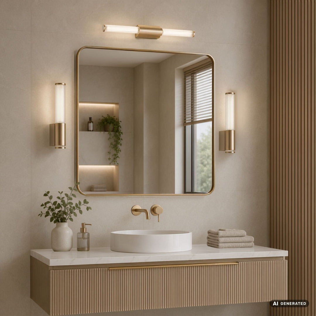 Applique da bagno, Calyn, LED 6 W, 4000 K, 530 lm, H 29 cm, dorata, IP44, 75106