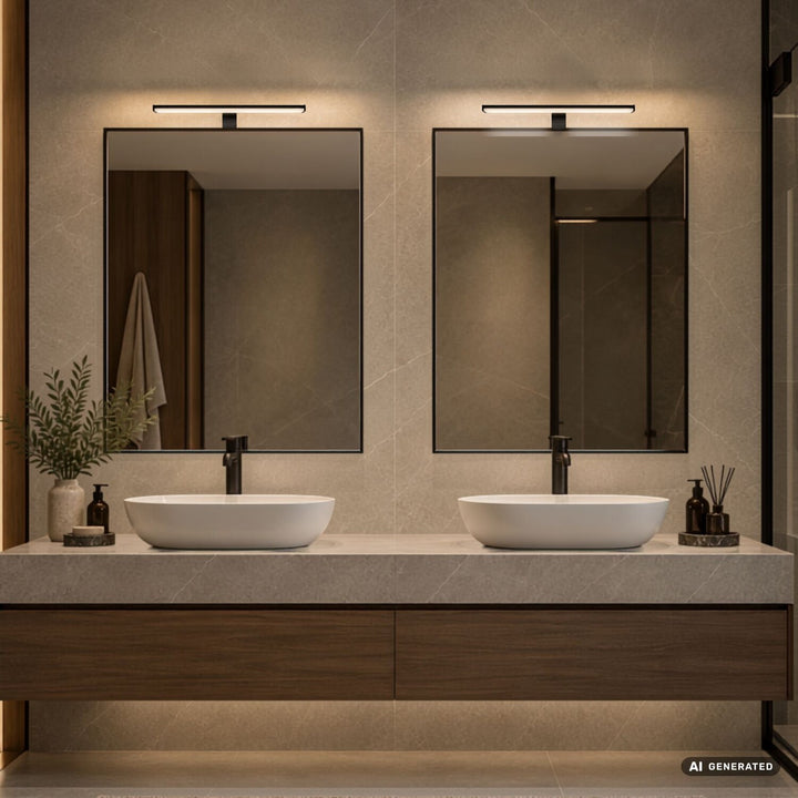Applique da bagno, Seyra, LED 8 W, 4000 K, 650 lm, L 40 cm, nero, IP44, 75112