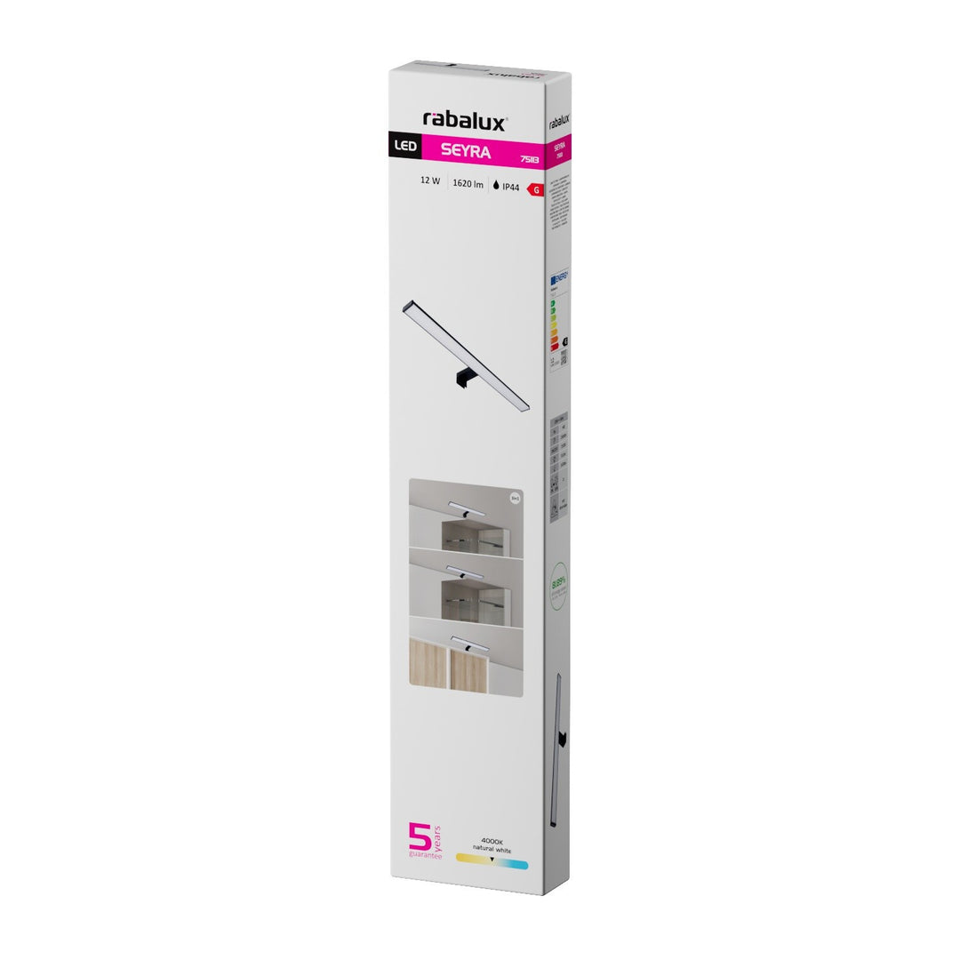 Applique da bagno, Seyra, LED 12 W, 4000 K, 910 lm, L 60 cm, nero, IP44, 75113