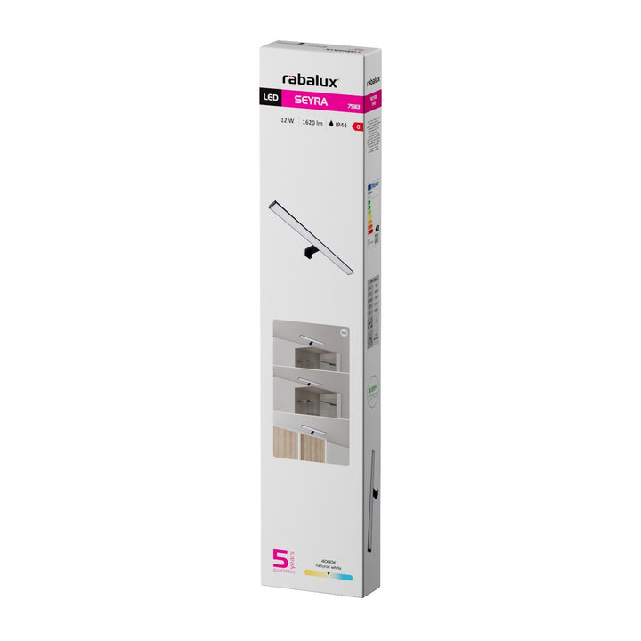 Applique da bagno, Seyra, LED 12 W, 4000 K, 910 lm, L 60 cm, nero, IP44, 75113