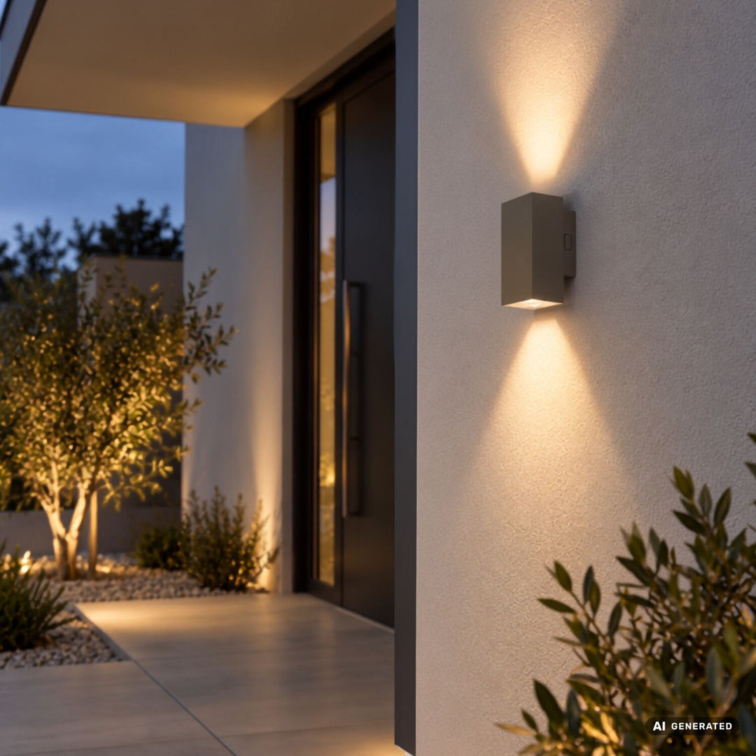 Applique da esterno, Urfa, LED 18 W, 1800 lm, temperatura di colore 2700, 4000, 6500 K, H 16 cm, IP65, grigio-beige, 77215