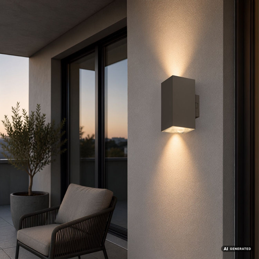 Applique da esterno, Urfa, LED 18 W, 1800 lm, temperatura di colore 2700, 4000, 6500 K, H 16 cm, IP65, grigio-beige, 77215
