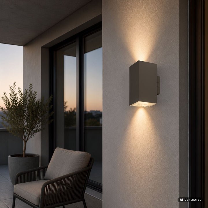 Applique da esterno, Urfa, LED 18 W, 1800 lm, temperatura di colore 2700, 4000, 6500 K, H 16 cm, IP65, grigio-beige, 77215