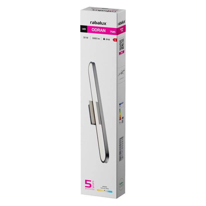 Applique da bagno, Odran, LED 18 W, 1350 lm, 4000 K, L 60 cm, color canna di fucile, IP44, 75115