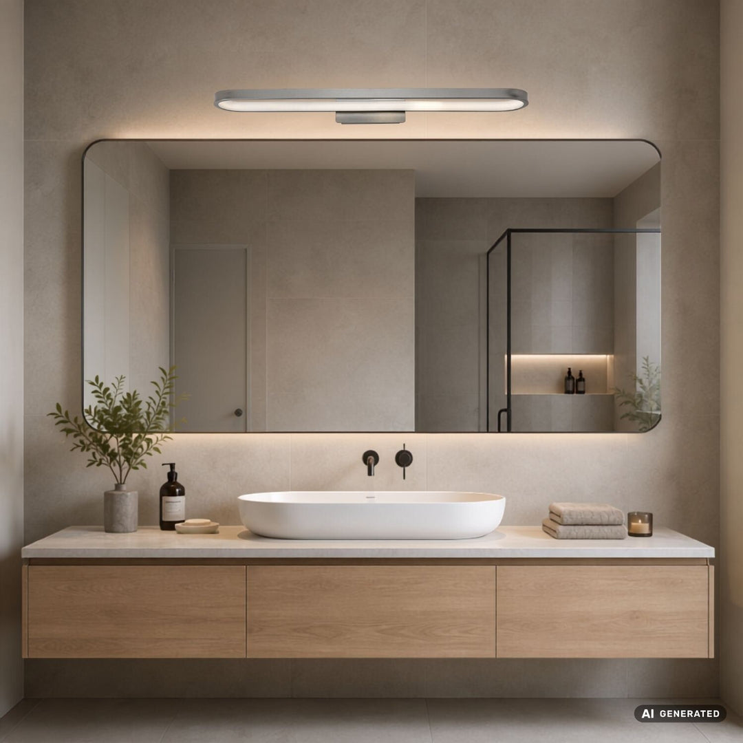Applique da bagno, Odran, LED 18 W, 1350 lm, 4000 K, L 60 cm, color canna di fucile, IP44, 75115