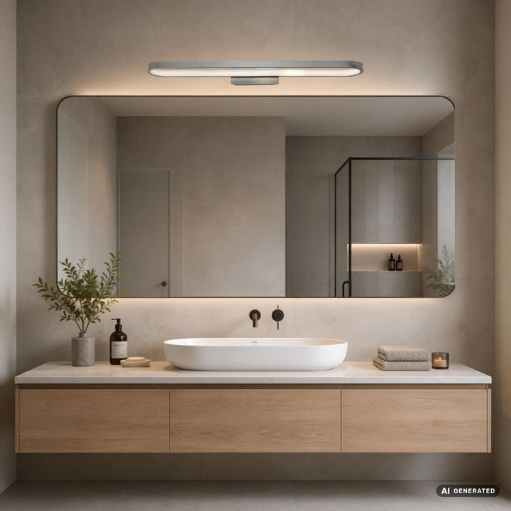 Applique da bagno, Odran, LED 18 W, 1350 lm, 4000 K, L 60 cm, color canna di fucile, IP44, 75115
