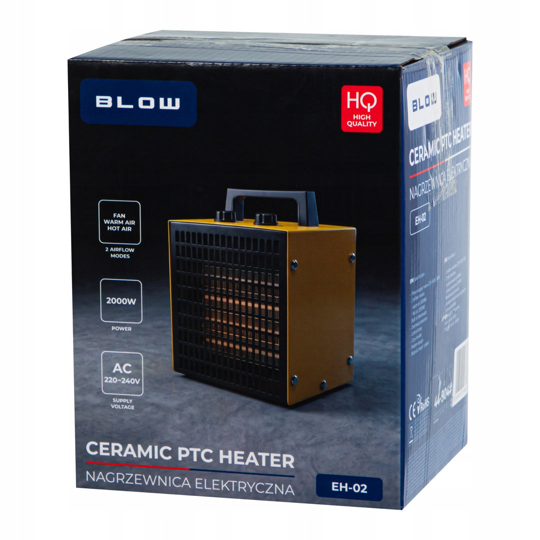 Riscaldatore Blow, potenza 2000 W, 2 livelli di riscaldamento, termostato regolabile, protezione contro il surriscaldamento, 44-904#