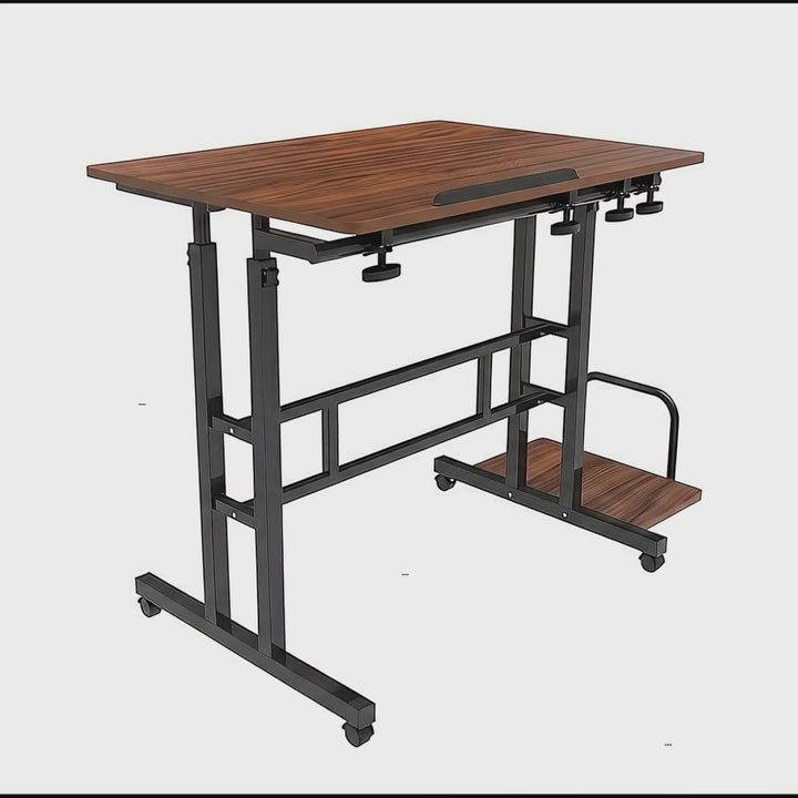 Scrivania mobile per laptop Maclean, nera, piano 80x60cm, 50kg max, regolazione in altezza 67-115 cm, MC-124 B