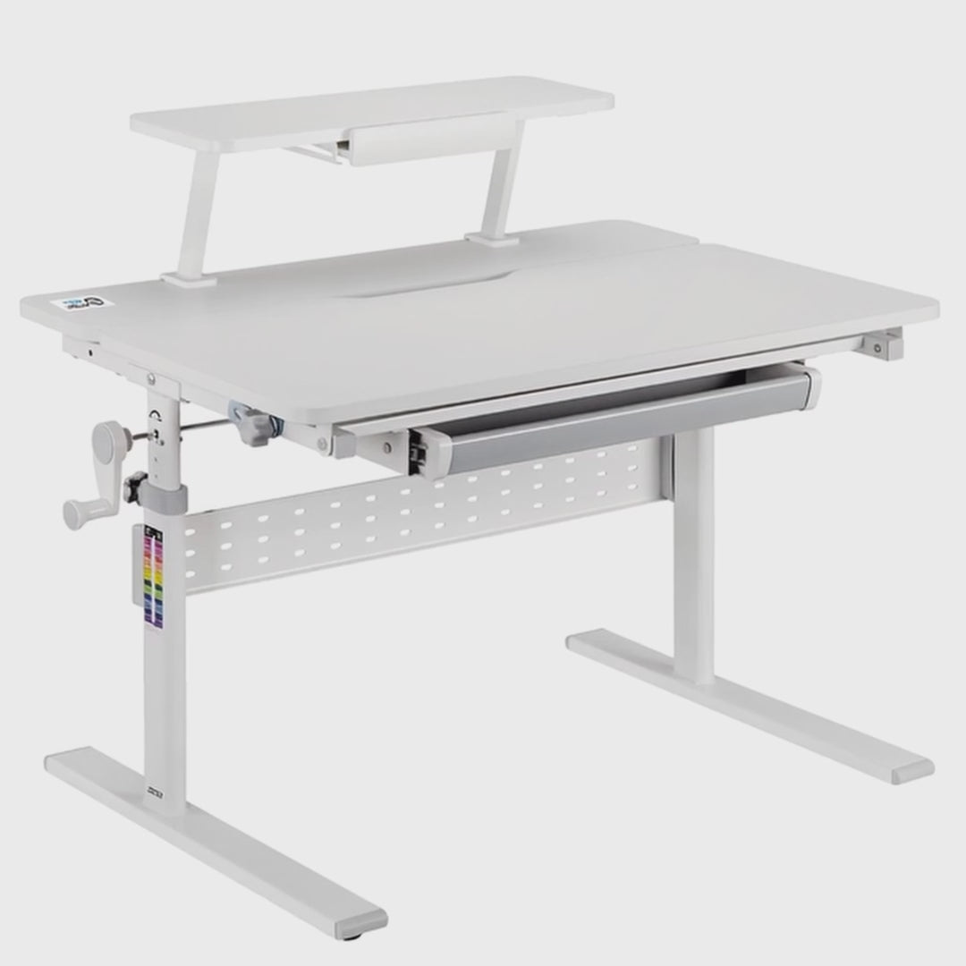 Scrivania per bambini Ergo Office, regolabile in altezza, grigio, max 40 kg, 900x600 mm, ER-483