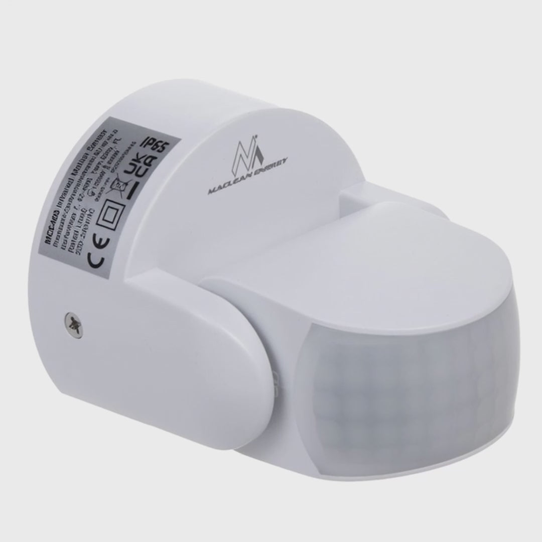 Rilevatore di movimento PIR Maclean, infrarosso, IP65, bianco, portata 12 m, carico massimo 600/1200 W, MCE468 W