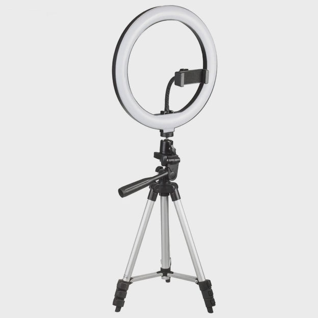 Maclean MCE610 Anello luminoso a LED da 10 "12W con  treppiede e attivazione Bluetooth 3 colori 10 livelli di luminosità 10% -100% Luminosità regolabile Luce di illuminazione per supporto smartphone 160 LED