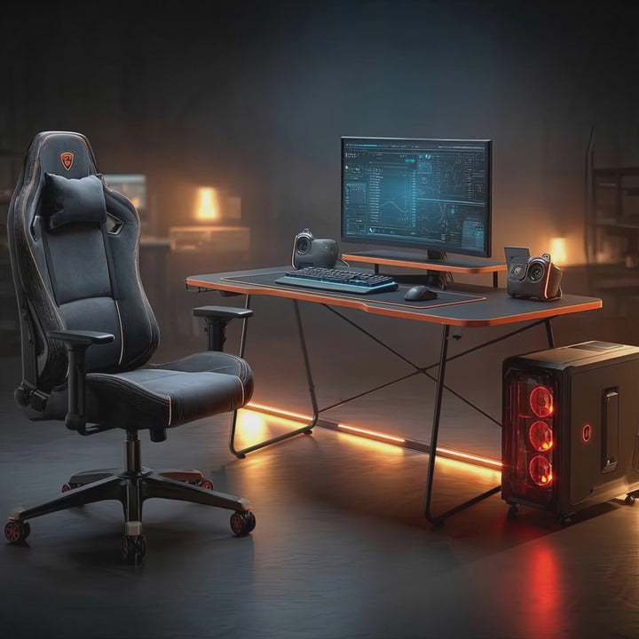 Scrivania gaming  con ripiano per monitor NanoRS, 50 kg max, altezza 850 mm, nero, RS170